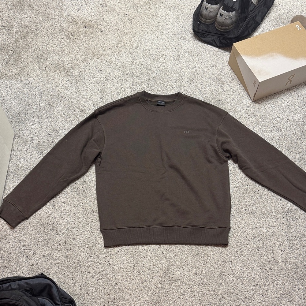 Pull&Bear Dark Brown Crewneck Sweater